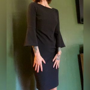 Elegant Calvin Klein black dress, flared sleeves, size 2